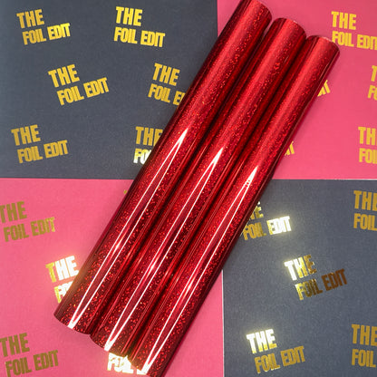 Red Stardust | Laser Sand Toner Reactive Foil | 32cm × 10m