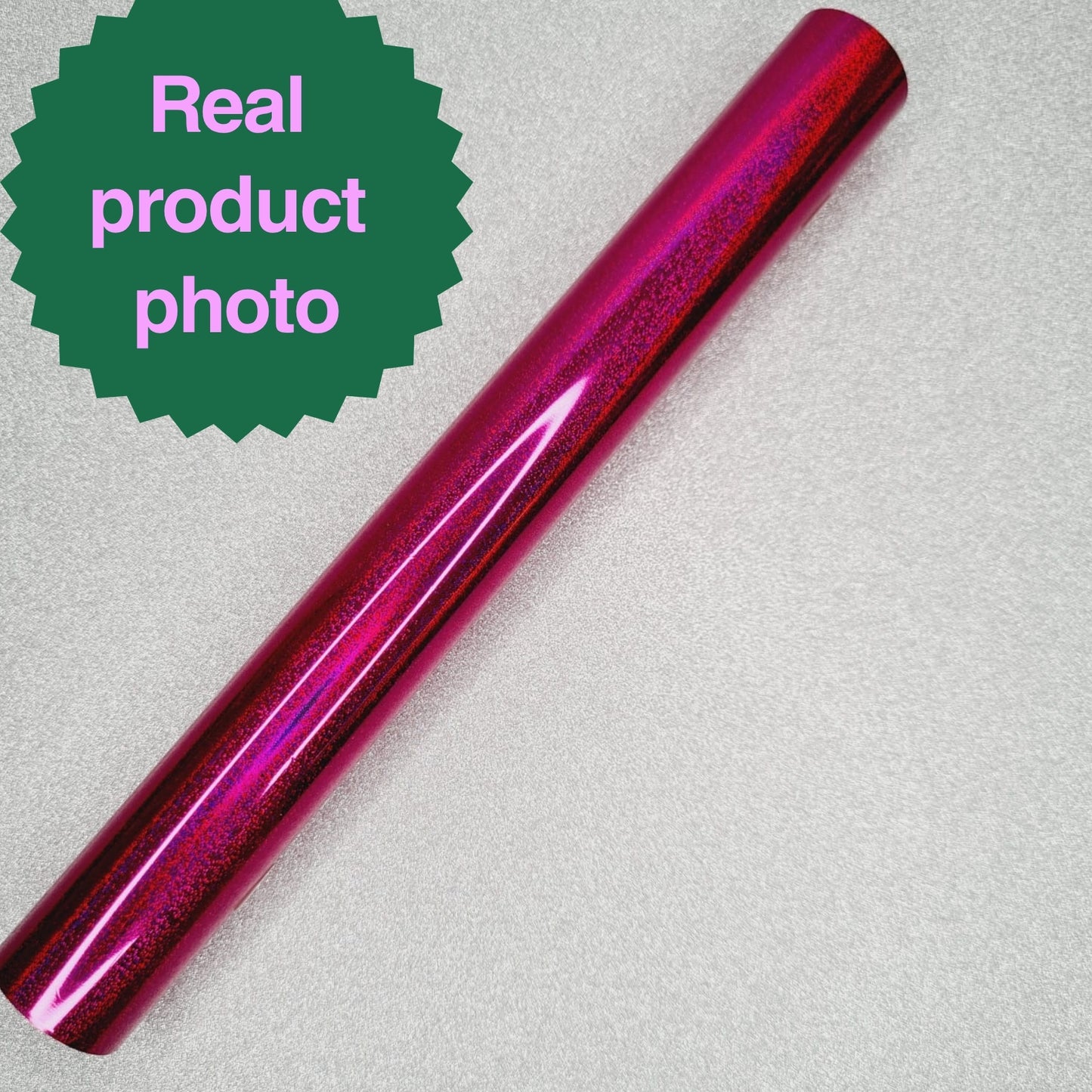 Pink laser sand toner reactive foil close-up detail