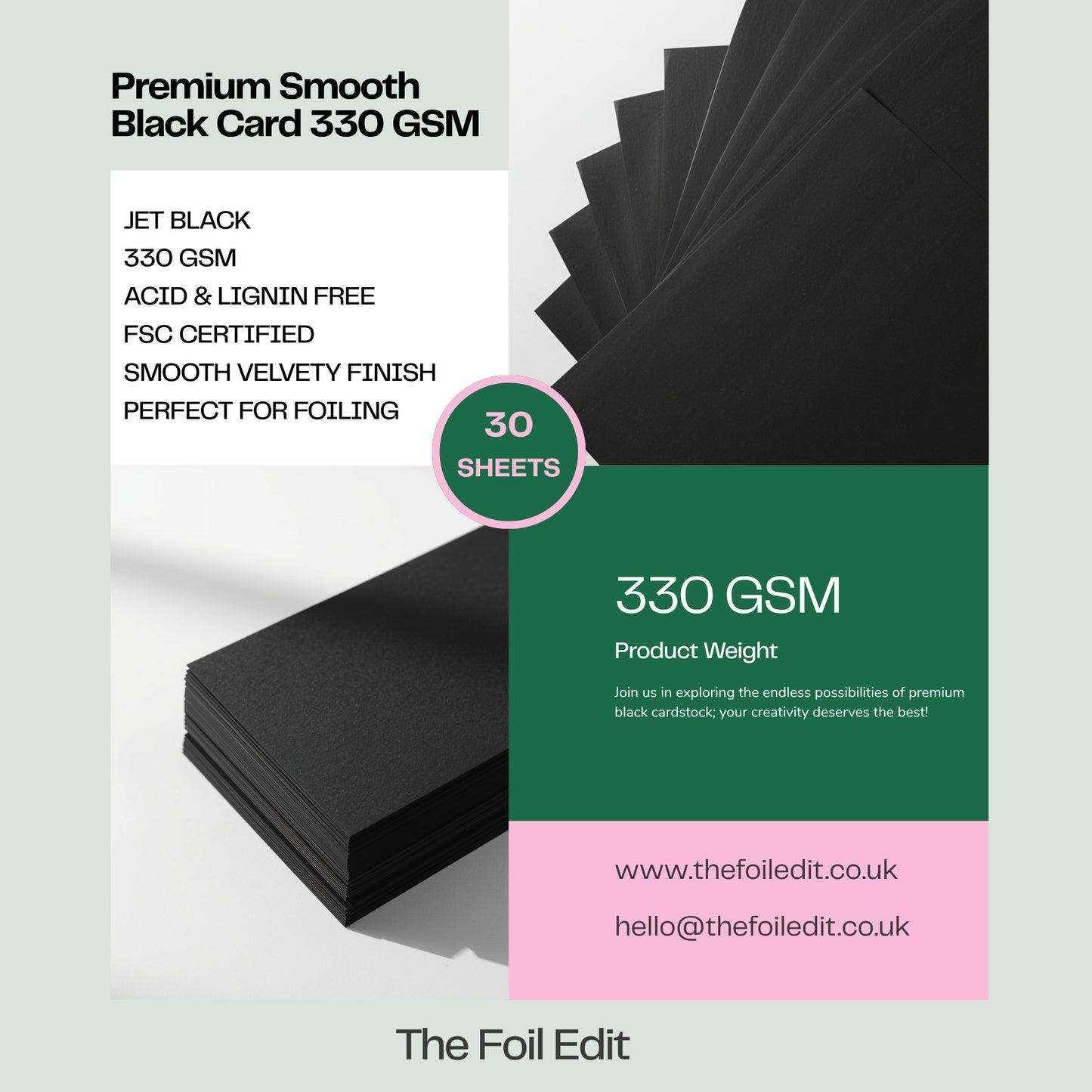 Premium Smooth Black Card 330GSM