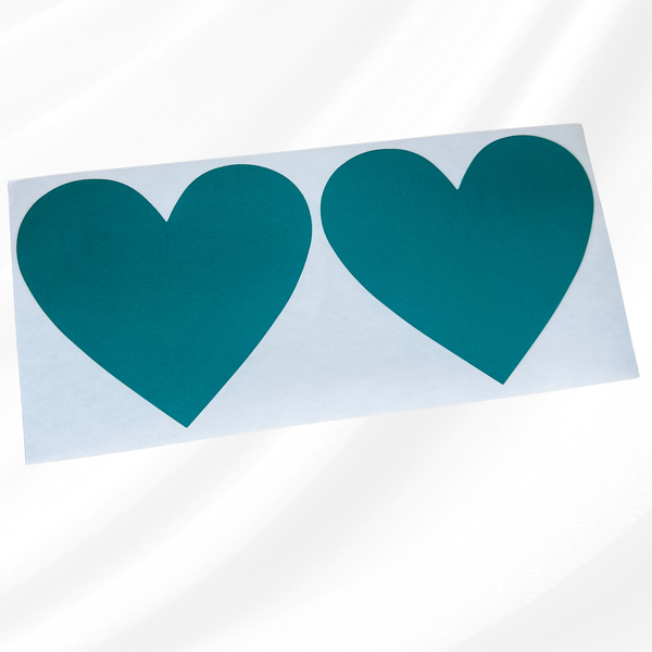 Green matt heart scratch off stickers 70x80mm
