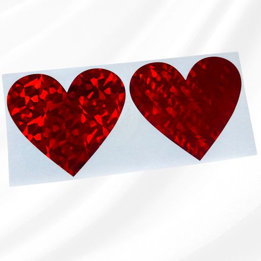 Red Broken Glass Large 70x80mm Heart Scratch Off Stickers Labels